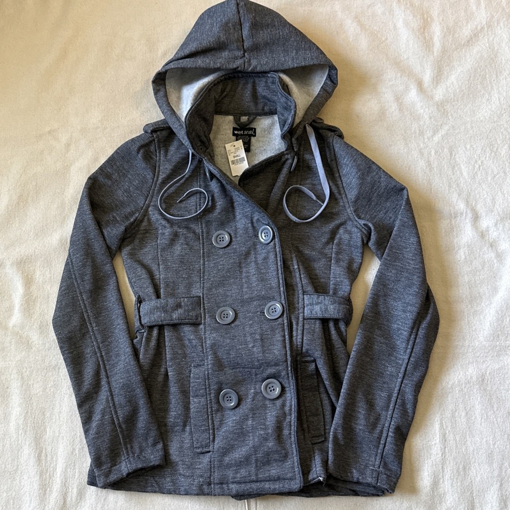 Wet Seal Y2K Womens Grey Double Breasted Jacket Small NWT